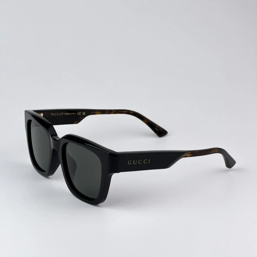 Gucci GG1670SK 001 BRAND NEW Sunglasses Black Havana Grey Unisex Square
